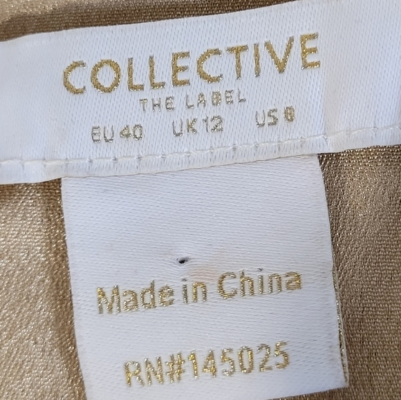 COLLECTIVE THE LABEL  Faux Front Wrap Dress Short Sleeve Ruffle Hem Deta… - Picture 7 of 7